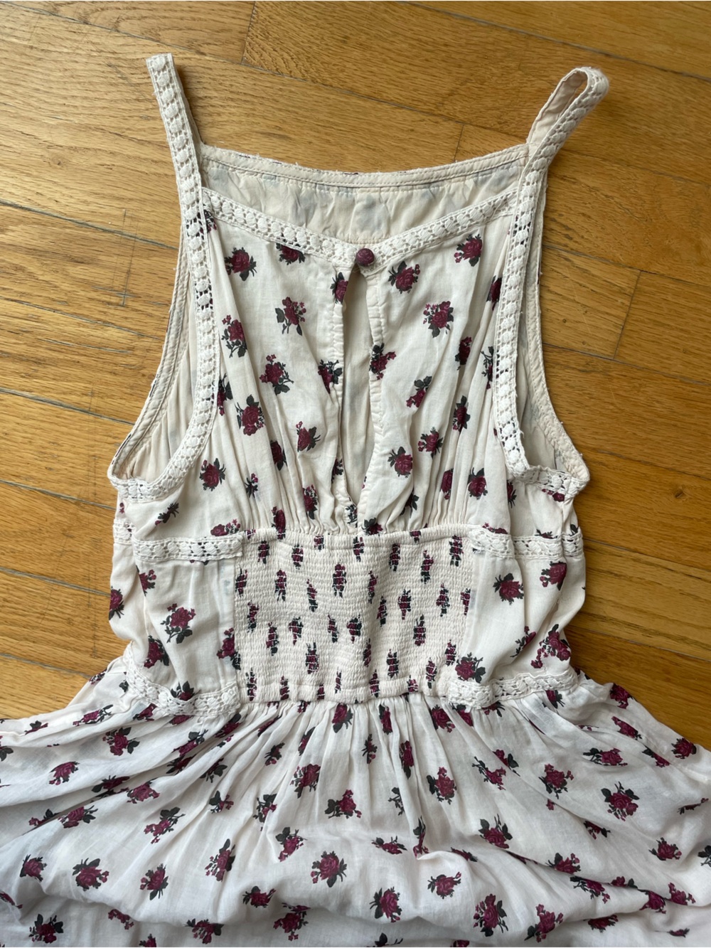 Free People White Maxi Dress with Pink Floral Print - Picture 3 of 3